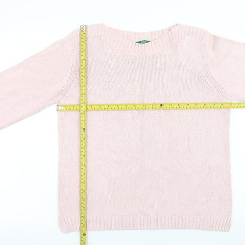 Marks and Spencer Women Pink Silk Blend Crew Neck Jumper Size 16