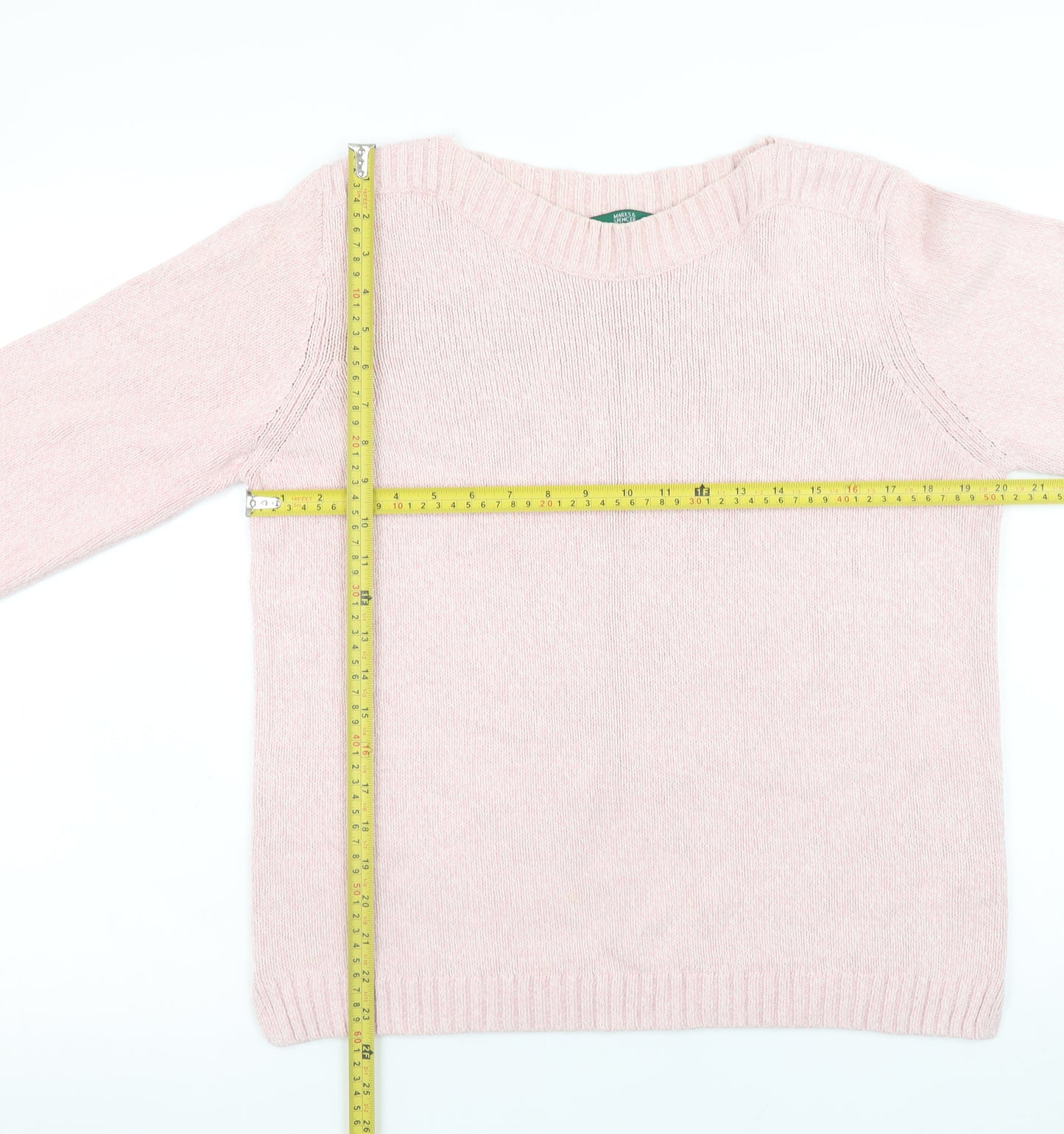 Marks and Spencer Women Pink Silk Blend Crew Neck Jumper Size 16