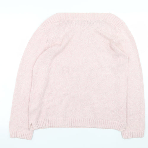 Marks and Spencer Women Pink Silk Blend Crew Neck Jumper Size 16