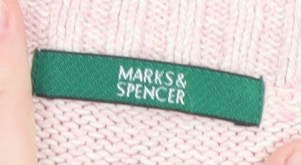 Marks and Spencer Women Pink Silk Blend Crew Neck Jumper Size 16