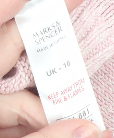 Marks and Spencer Women Pink Silk Blend Crew Neck Jumper Size 16