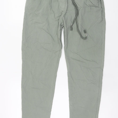BW Women’s Green Viscose Jogger Trousers Size L Drawstring Waist