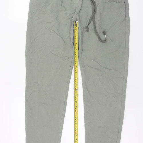 BW Women’s Green Viscose Jogger Trousers Size L Drawstring Waist
