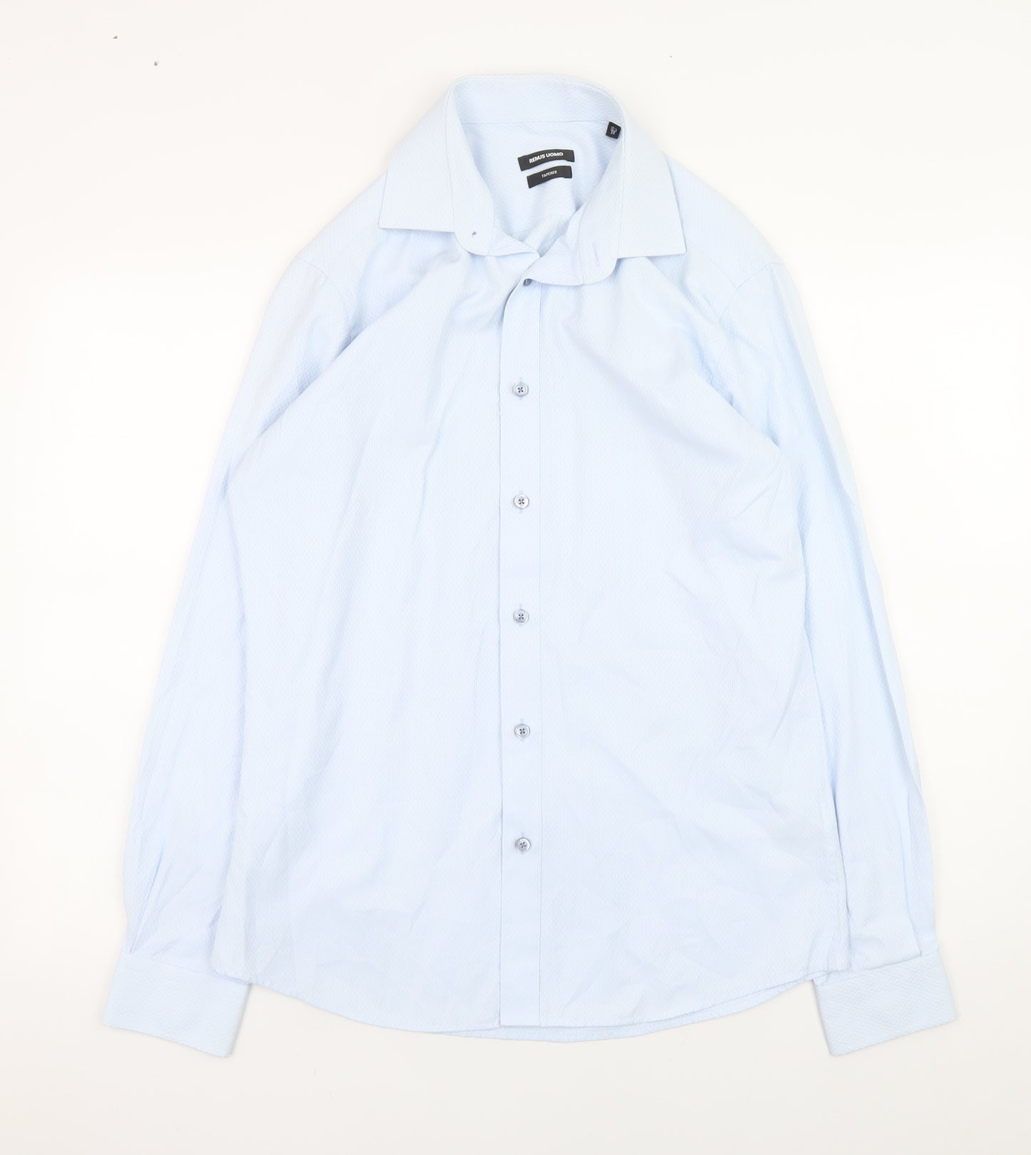 Remus Uomo Men's Blue Slim Fit Long Sleeve Formal Dress Shirt 15.5in Collar