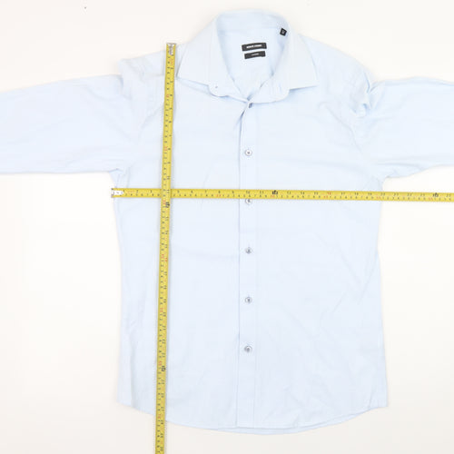 Remus Uomo Men's Blue Slim Fit Long Sleeve Formal Dress Shirt 15.5in Collar