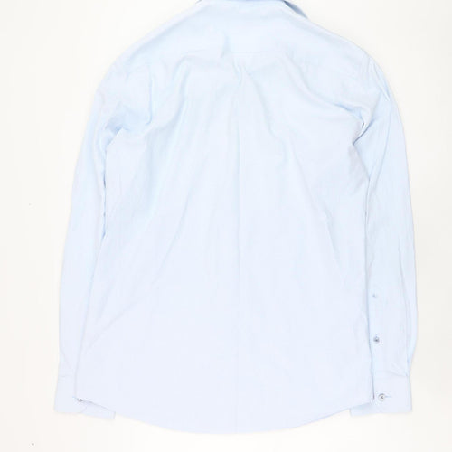 Remus Uomo Men's Blue Slim Fit Long Sleeve Formal Dress Shirt 15.5in Collar