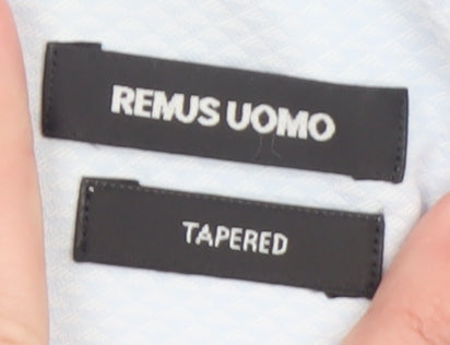 Remus Uomo Men's Blue Slim Fit Long Sleeve Formal Dress Shirt 15.5in Collar