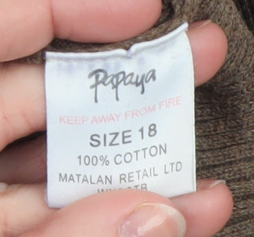 Papaya Women's Brown Roll Neck Cotton Jumper Size 18