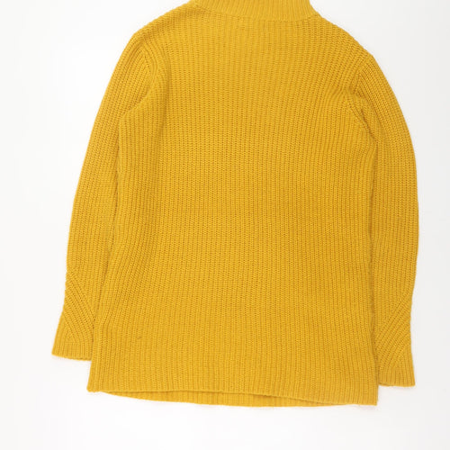 Damart Women Yellow Mock Neck Chunky Knit Jumper Size 10/12