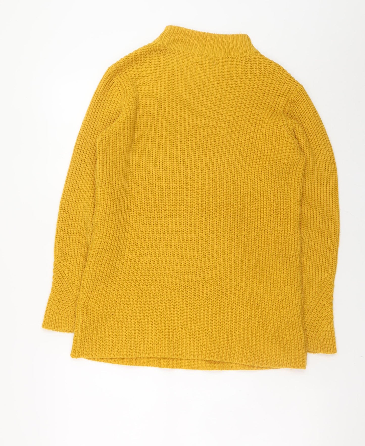 Damart Women Yellow Mock Neck Chunky Knit Jumper Size 10/12