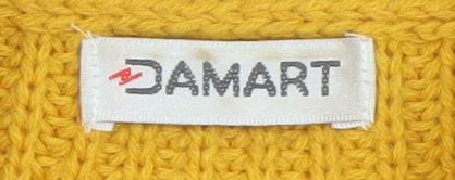 Damart Women Yellow Mock Neck Chunky Knit Jumper Size 10/12