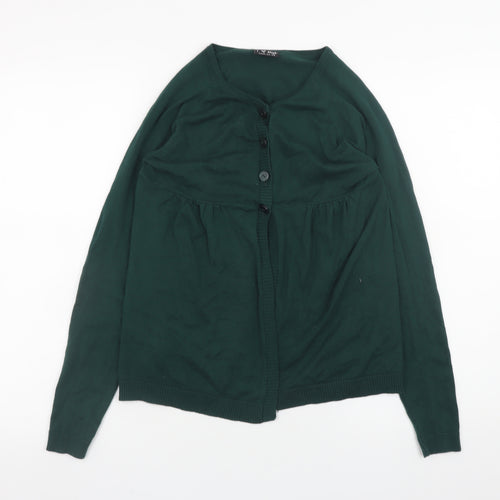 NEXT Girls Dark Green Cardigan 11-12 Years Cotton Blend Long Sleeve Knitwear
