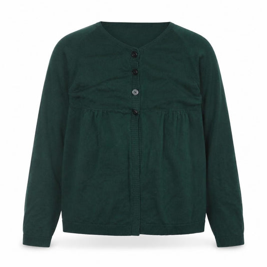 Front view of Next girls’ dark green cardigan 11-12 years cotton blend long sleeve knitwear