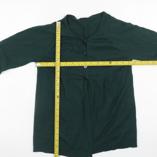 NEXT Girls Dark Green Cardigan 11-12 Years Cotton Blend Long Sleeve Knitwear