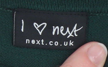 NEXT Girls Dark Green Cardigan 11-12 Years Cotton Blend Long Sleeve Knitwear