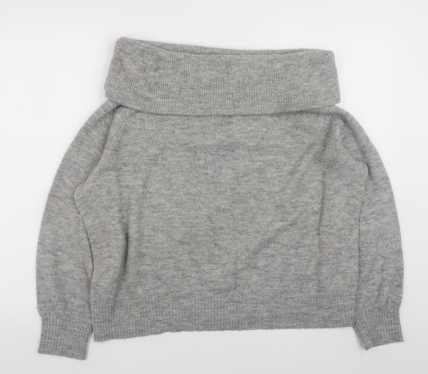 H&M Women’s Grey Cowl Neck Long Sleeve Knit Jumper Size M