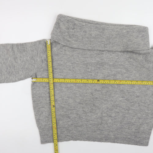H&M Women’s Grey Cowl Neck Long Sleeve Knit Jumper Size M