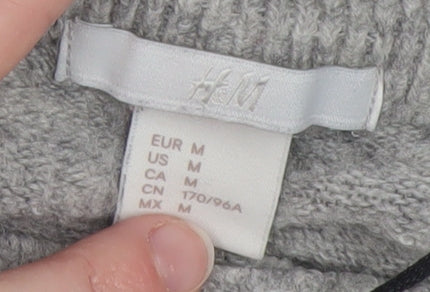 H&M Women’s Grey Cowl Neck Long Sleeve Knit Jumper Size M