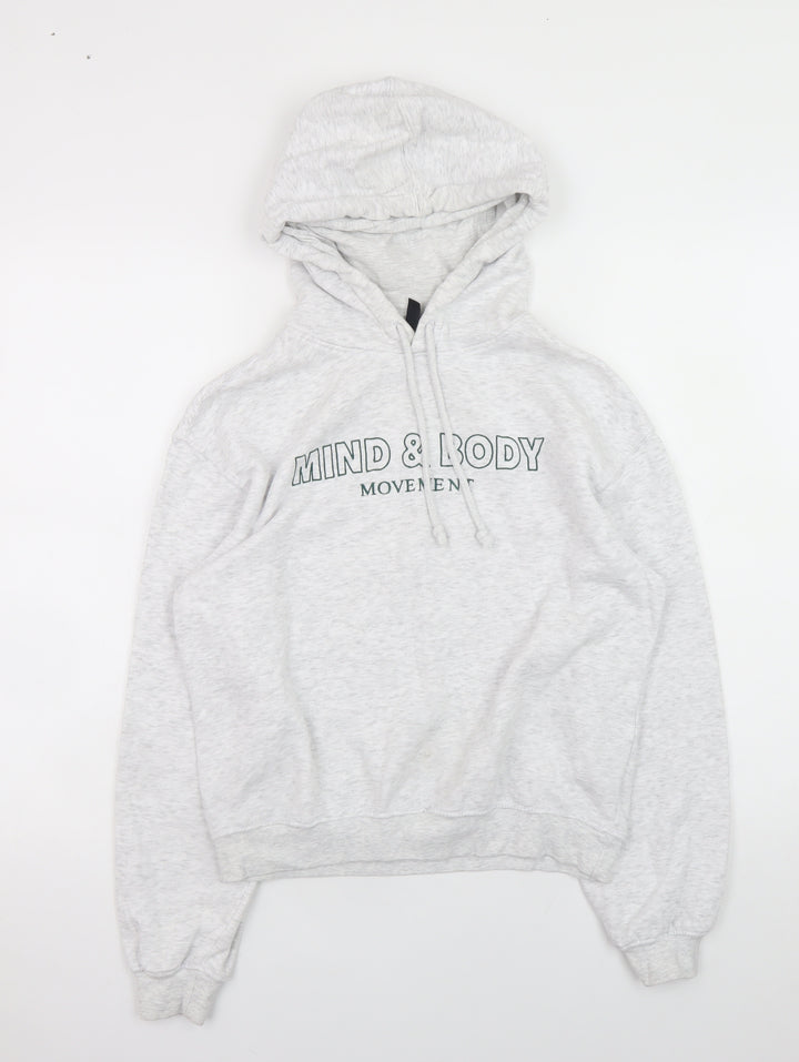 H&M Divided Women’s Grey Mind & Body Hoodie XS Pullover Cotton Blend