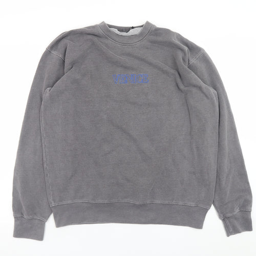 PrettyLittleThing Men's Grey Venice Embroidered Pullover Sweatshirt M