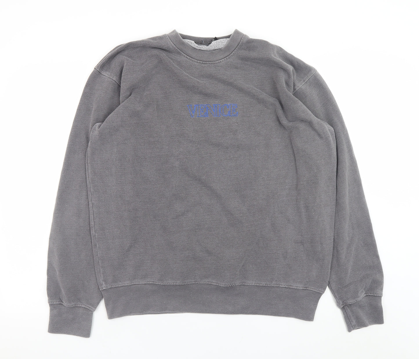 PrettyLittleThing Men's Grey Venice Embroidered Pullover Sweatshirt M