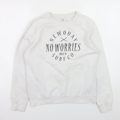 JustHoods AWDIS Womens White XS Pullover Sweatshirt Surf Graphic