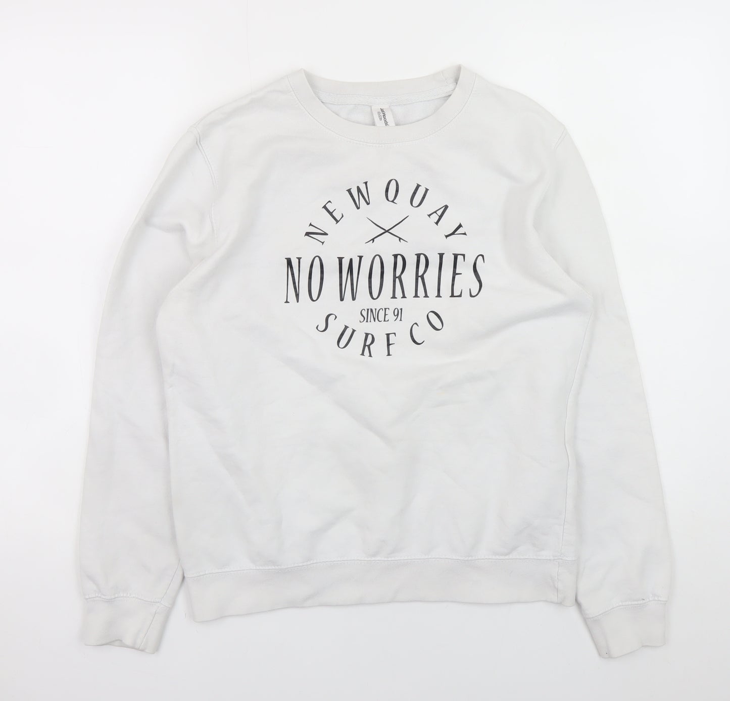 JustHoods AWDIS Womens White XS Pullover Sweatshirt Surf Graphic