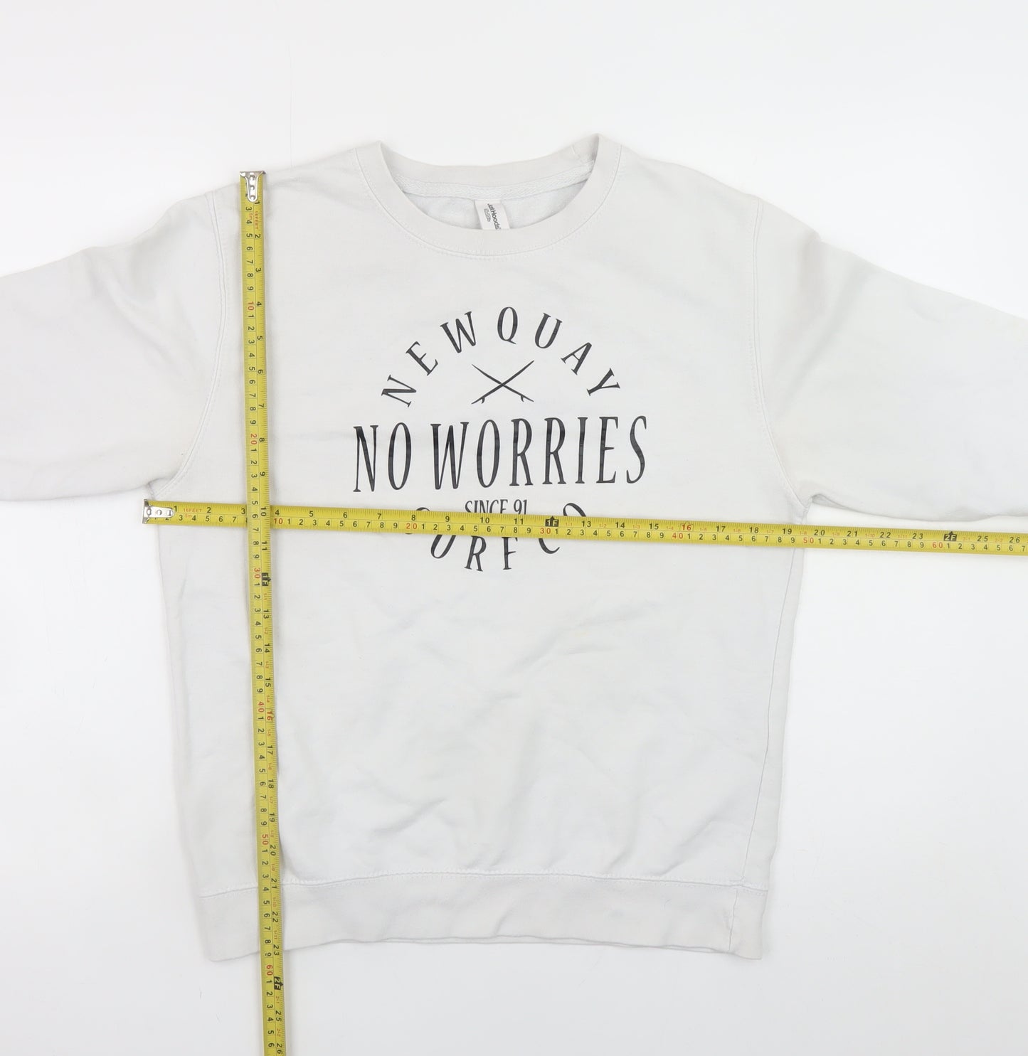 JustHoods AWDIS Womens White XS Pullover Sweatshirt Surf Graphic