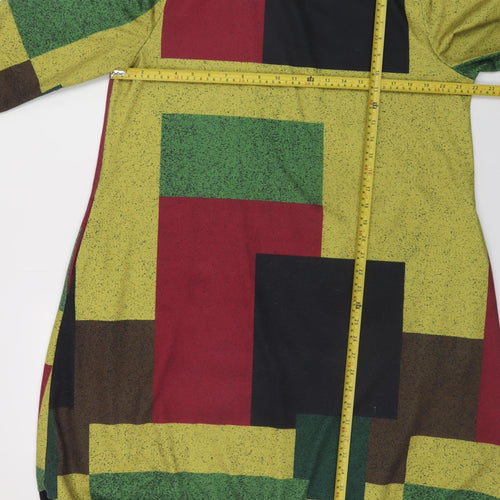 Floryday Women’s Multicoloured Geometric Shift Dress XL Long Sleeve