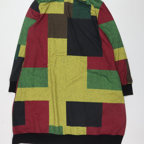 Floryday Women’s Multicoloured Geometric Shift Dress XL Long Sleeve