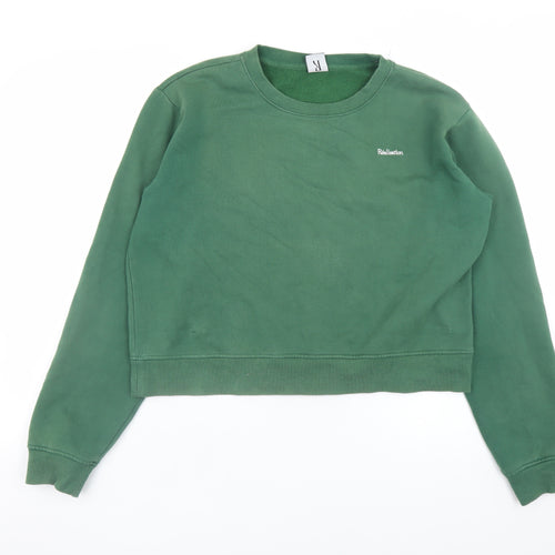 Réalisation Women’s Green Cotton Blend Crew Neck Pullover Sweatshirt S