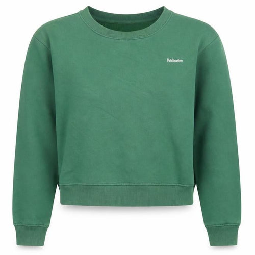 Réalisation Women’s Green Cotton Blend Crew Neck Pullover Sweatshirt S