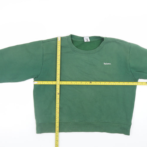 Réalisation Women’s Green Cotton Blend Crew Neck Pullover Sweatshirt S