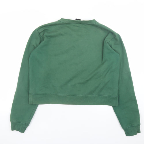 Réalisation Women’s Green Cotton Blend Crew Neck Pullover Sweatshirt S