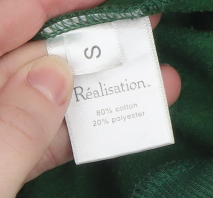 Réalisation Women’s Green Cotton Blend Crew Neck Pullover Sweatshirt S