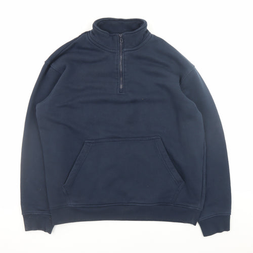 Dunnes Stores Men’s Blue 1/2 Zip Pullover Sweatshirt M Relaxed Fit