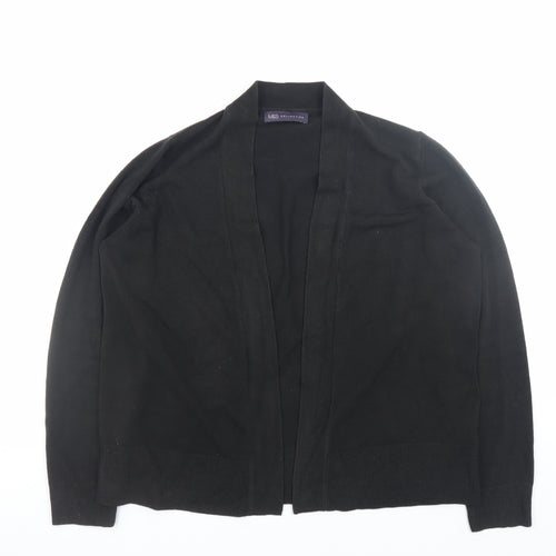 Marks and Spencer Womens Black Cotton Open Long Sleeve Cardigan L