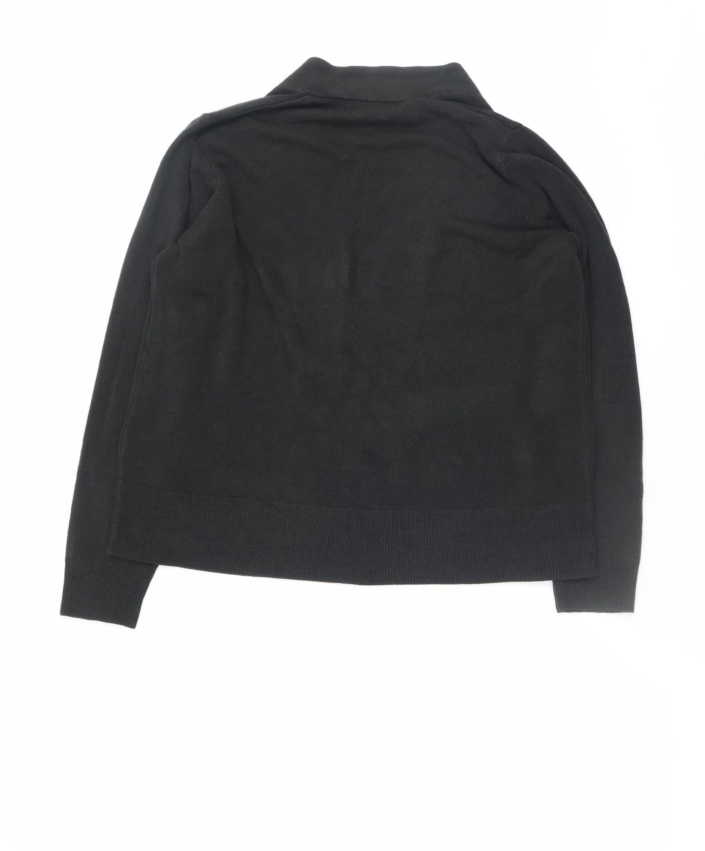 Marks and Spencer Womens Black Cotton Open Long Sleeve Cardigan L