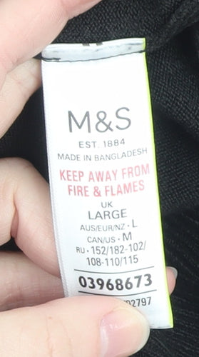 Marks and Spencer Womens Black Cotton Open Long Sleeve Cardigan L