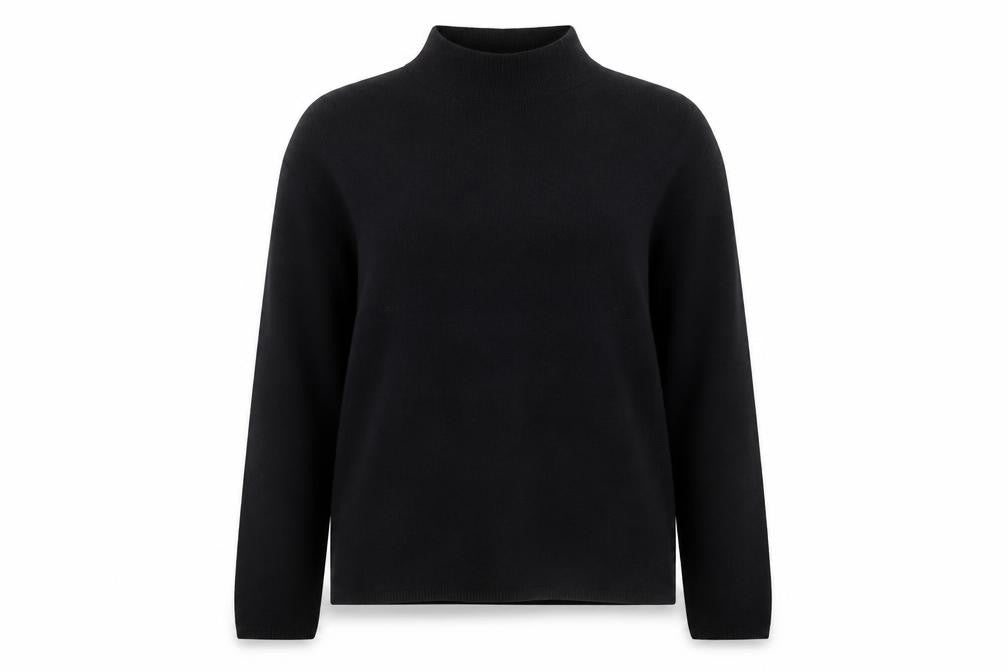 Front view of ESMARA Women's Black Mock Neck Long Sleeve Knit Jumper, size 14