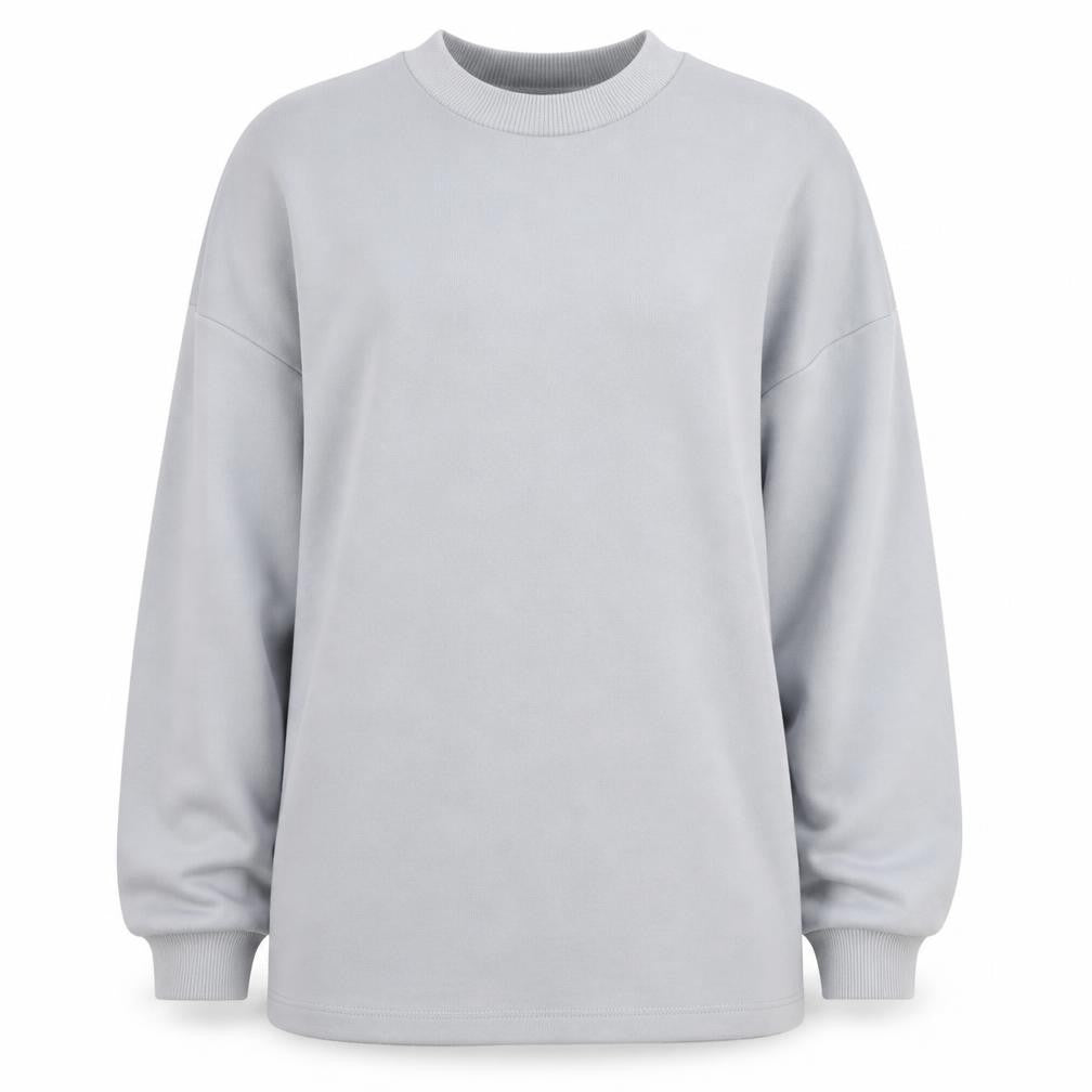 Front view of Zara Women Grey Crew Neck Pullover Sweatshirt, size M