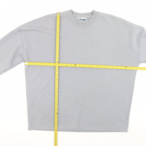 Zara Women Grey Crew Neck Pullover Sweatshirt Size M