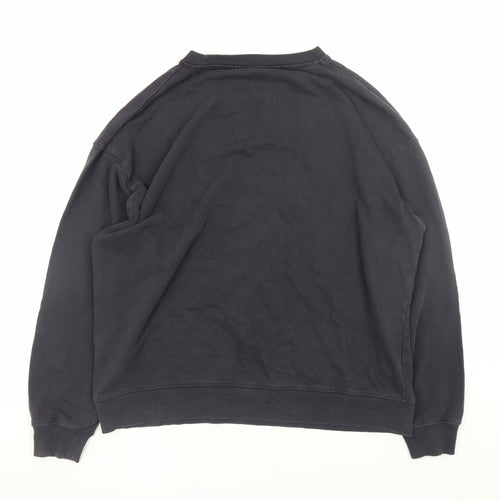 Zara Women Black Small Pullover Sweatshirt Cotton Blend Casual