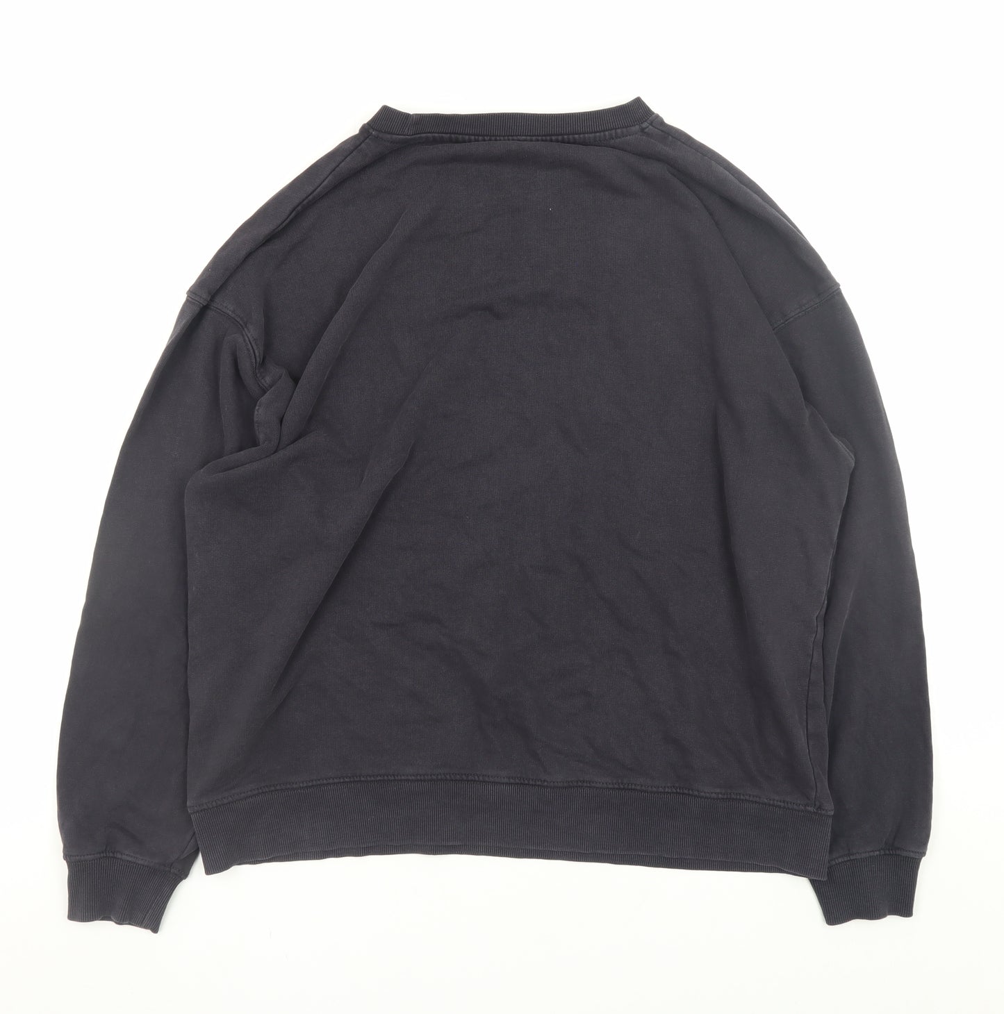 Zara Women Black Small Pullover Sweatshirt Cotton Blend Casual