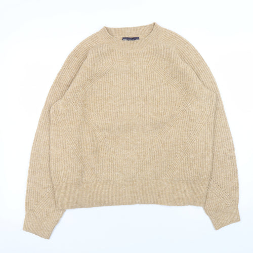Marks and Spencer Women’s Beige Acrylic Knit Crew Neck Jumper M