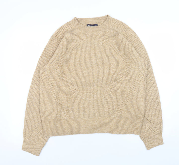 Marks and Spencer Women’s Beige Acrylic Knit Crew Neck Jumper M