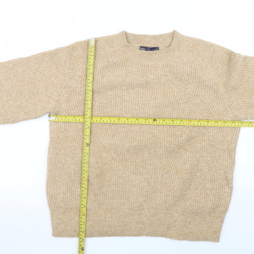 Marks and Spencer Women’s Beige Acrylic Knit Crew Neck Jumper M
