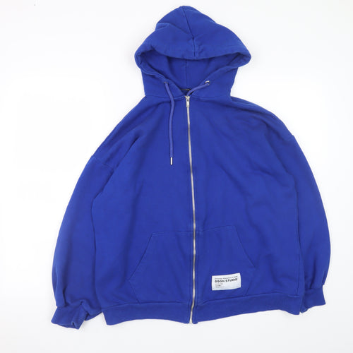 Boohoo Men Blue Full Zip Hoodie XS Regular Fit Fleece Sweatshirt