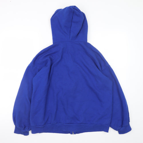 Boohoo Men Blue Full Zip Hoodie XS Regular Fit Fleece Sweatshirt