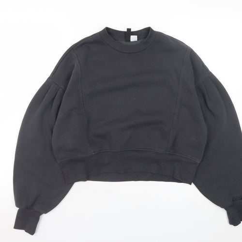 H&M Divided Women's Black Pullover Sweatshirt Size S Cotton Blend